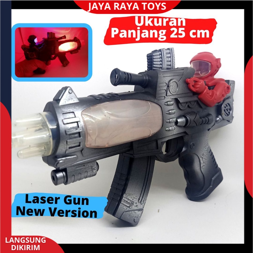 Mainan Anak Pistol Tembakan Laser Baterai LED / Mainan Tembak Nyala Lampu Dan Musik Terbaru