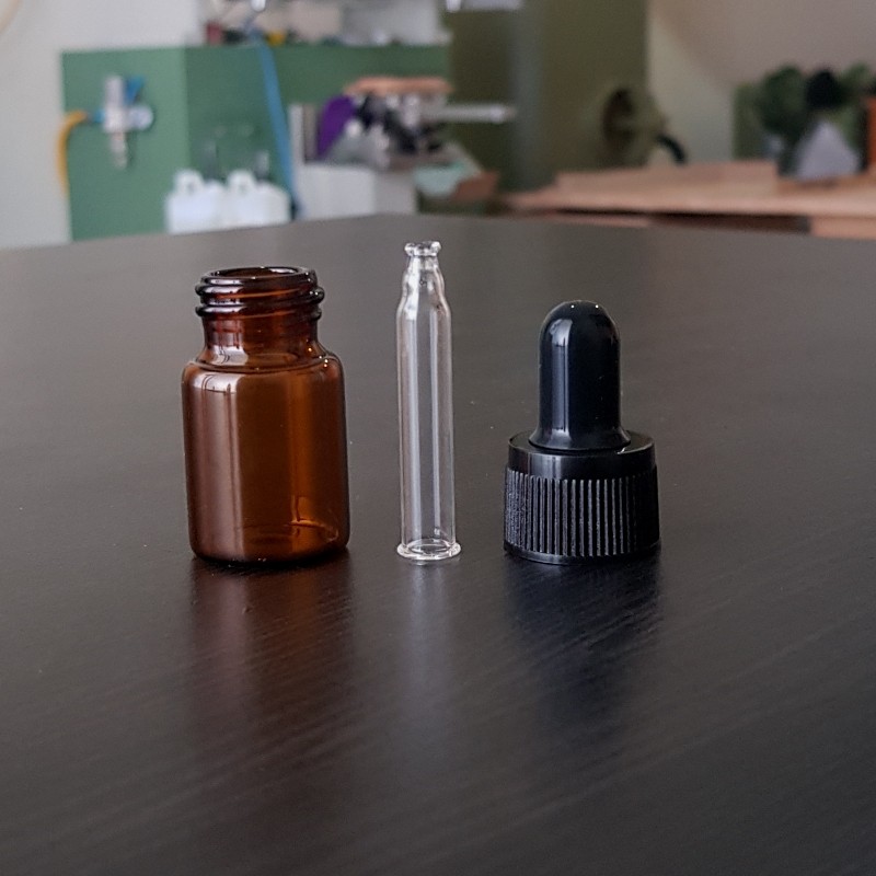 botol kaca pipet 5ml amber / botol serum 5ml/ botol tetes 5ml - ring hitam