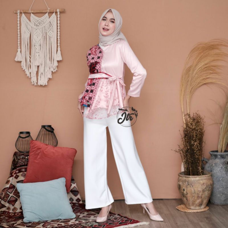 tey-17 Batik wanita ASJ SA HRB026 Kenongo Kemeja Tosca Pendek-Best Jtr Tile Pink