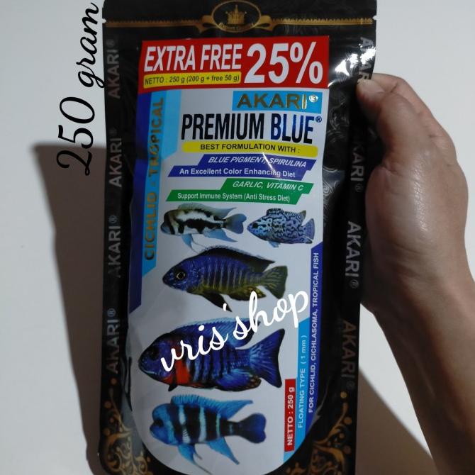 Akari premium blue ciklid 250 gram pakan ikan ciklid