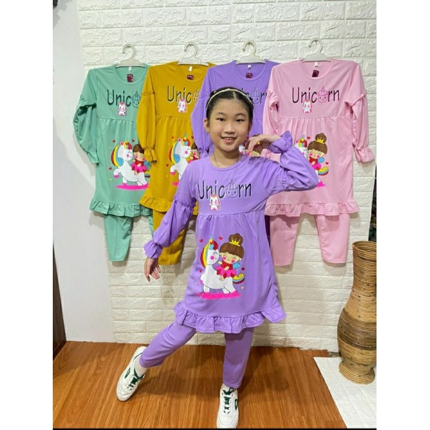 setelan voxy anak/setelan voxy anak unicorn SIZE 10-14