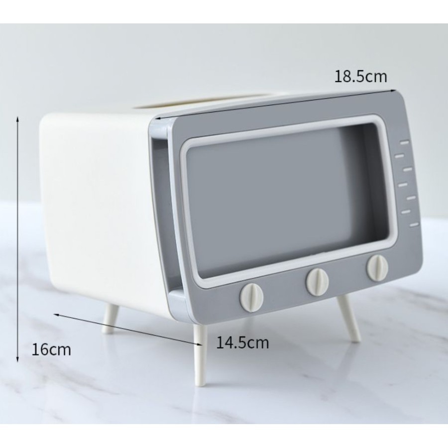 MurmerOfficial R276 KOTAK TISSUE BOX ORGANIZER BENTUK TV TEMPAT TISU+ STAND PHONE HOLDER HOME OFFICE