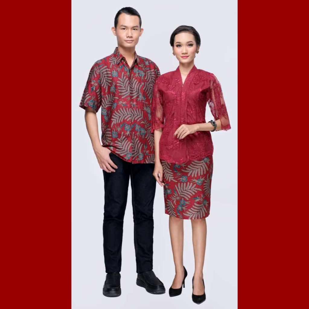 ROSITA BROKAT PENDEK MERAH BATIK COUPLE KELUARGA PASANGAN MODERN JUMBO PREMIUM SARIMBIT AYAH IBU ANAK SET
