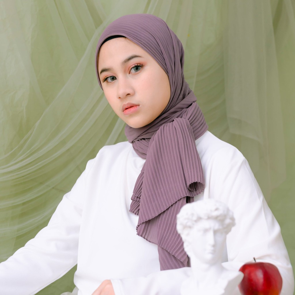 Lozy Hijab - Ayra Pleats Shawl ( Pashmina Full Plisket )-Soft Dusty Purple