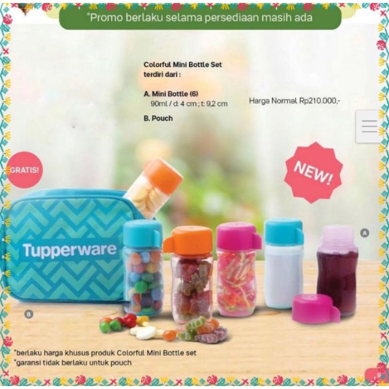colorful mini bottle set tupperware free pouch / botol mini tupperware (6)