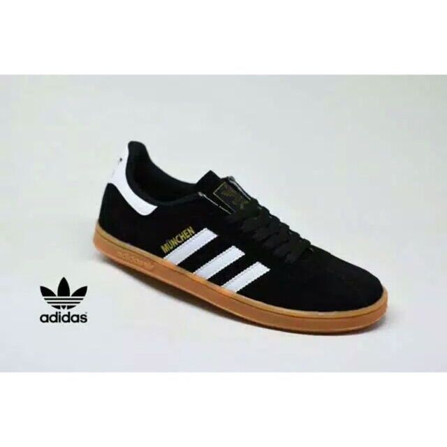 PROMO Adidas Munchen Hitam List Putih Premium Murah