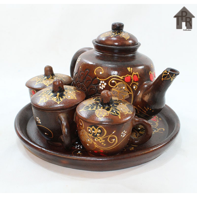 Jual Gerabah Tea Set Premium Set Poci Batik Tulis Tanah Liat Shopee Indonesia 0762