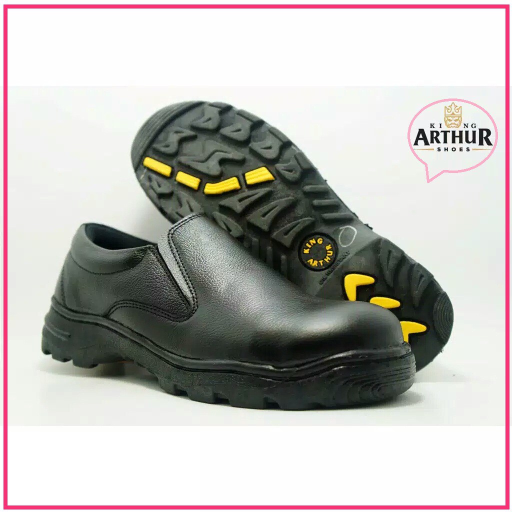 PAS DAN NYAMAN DIPAKE/ Sepatu safety booth king Arthur slip on kulit asli home industri Cibaduyut