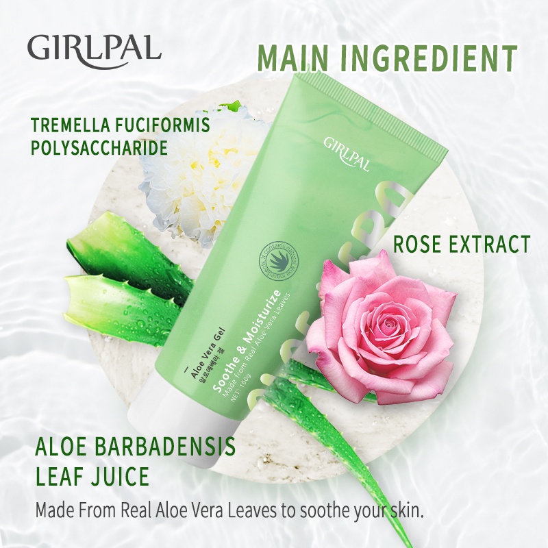 [BPOM] GIRLPAL Aloe Vera Gel 100g Soothing &amp; Moisture ( Wajah &amp; Body )