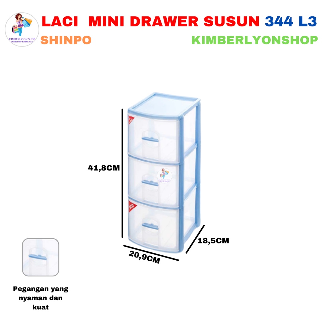 Storage Box / Laci Plastik Fit Mini Drawer Susun 3 344 L3 - Shinpo