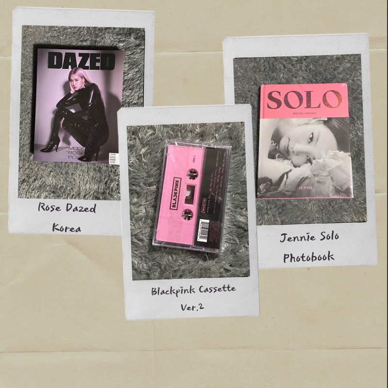 Booked Jennie Photobook, Rose Dazed Korea, Blackpink Cassette Vers. 2 and Vers. 1