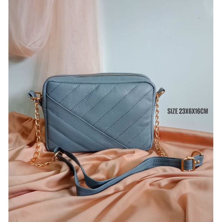 Tas Selempang Wanita Kulit Sapi Asli / Tas Papirut Garut Original Leather Series Kombinasi Tali New