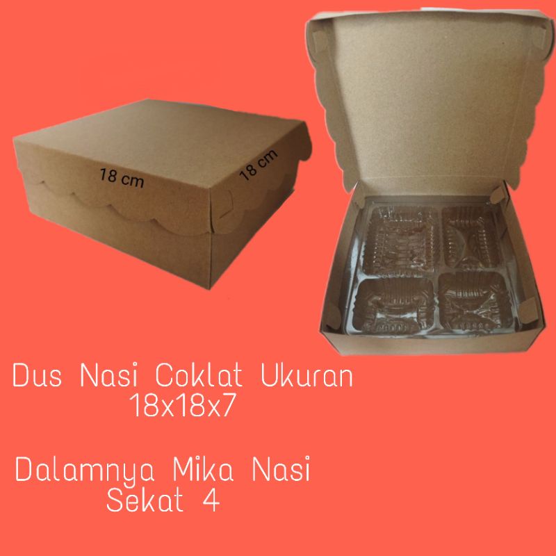 

Dus Nasi Coklat Kotak / Dus Kraft R8k 350 gsm Uk 18 (10pcs)