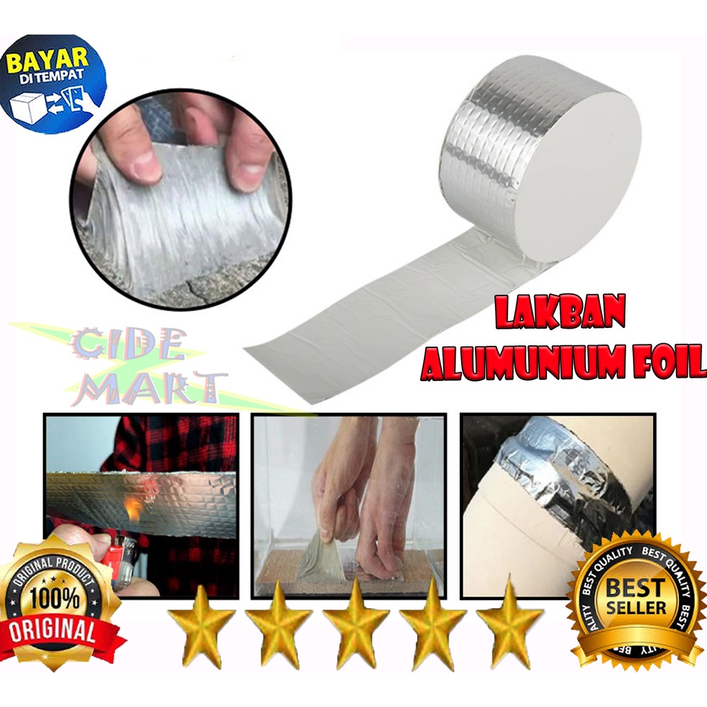 Lakban Anti Bocor / Alumunium Foil Butyl Super Tape Waterproof / Lem Perekat Anti Air Tahan Panas / Aluminium foil