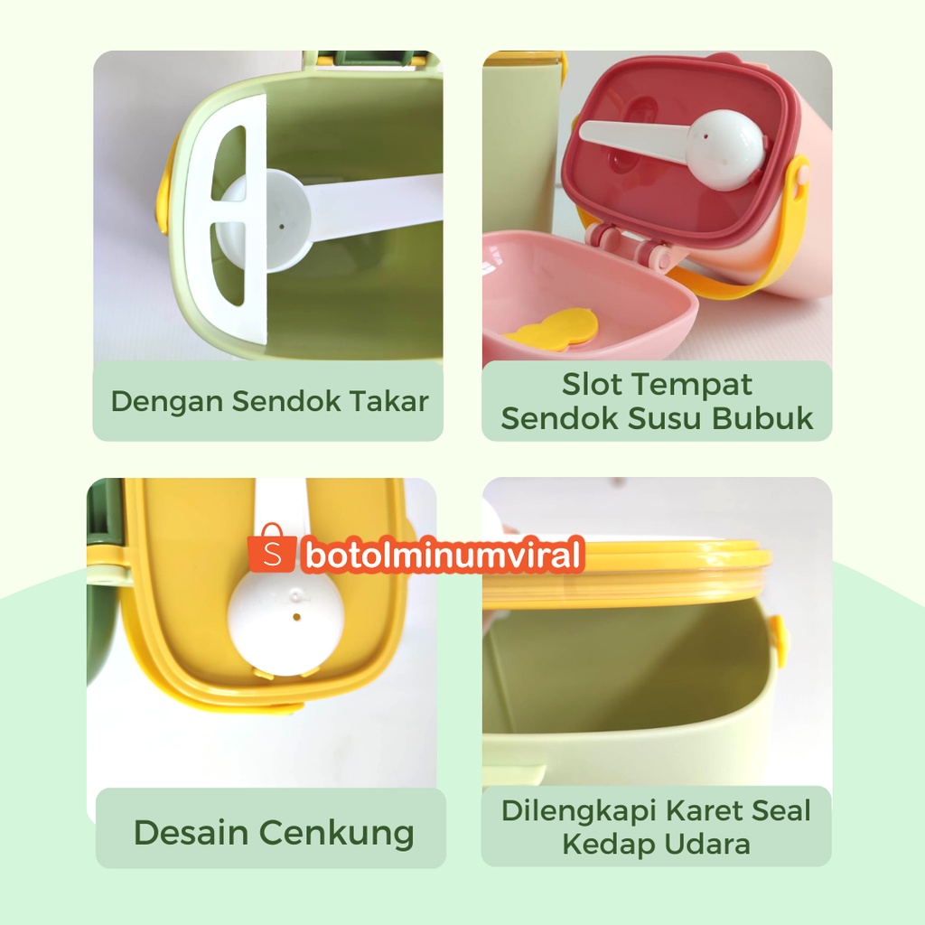 Kotak Tempat Susu Bubuk Bayi Anak 800 ml Besar Dino Snack Container PREMIUM