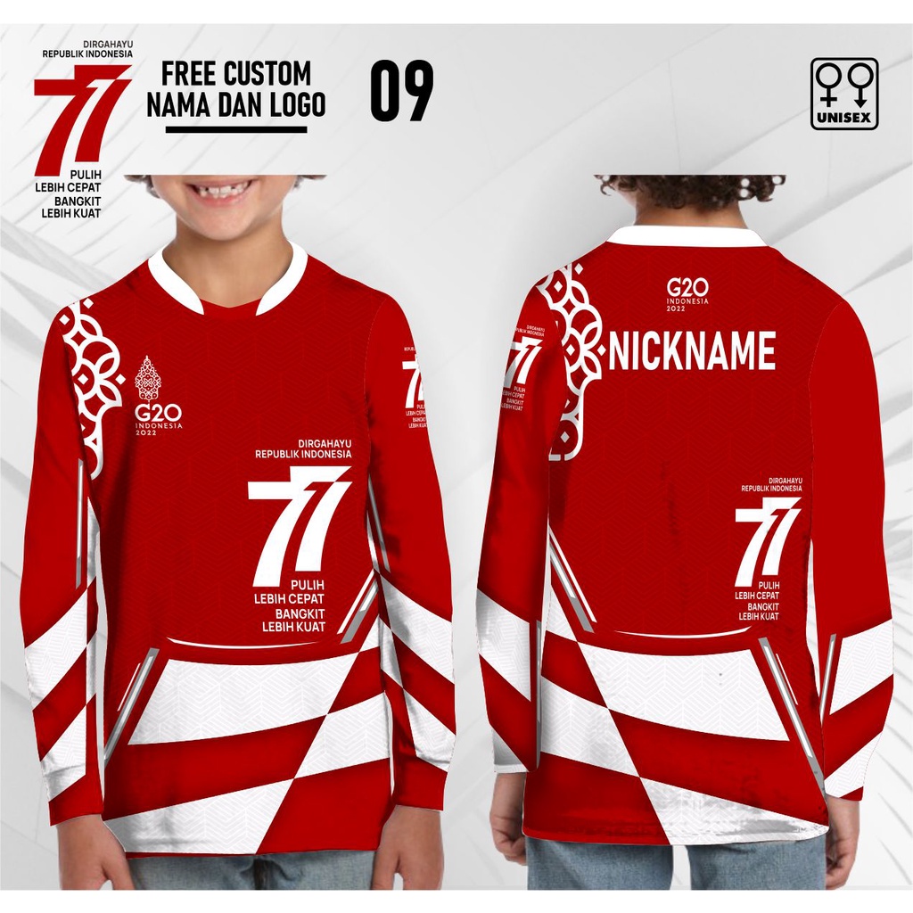 Kaos Jersey Anak HUT RI ke 77 Lengan Panjang