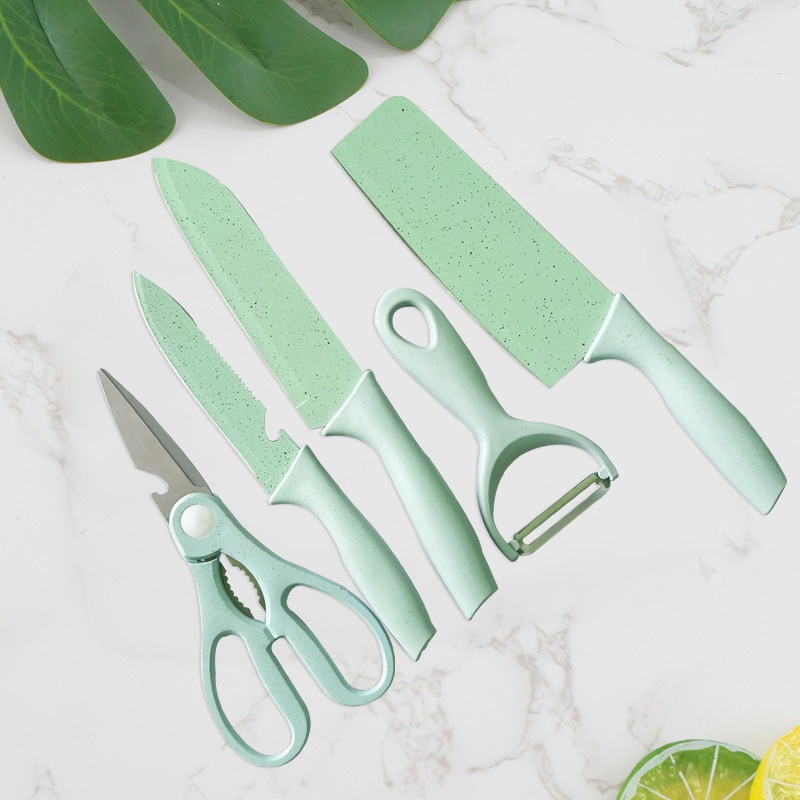 Pisau Set 6 in 1 / Knife Set 6 in 1 Dengan Wadah / Pisau Jerami Gandum Berkualitas