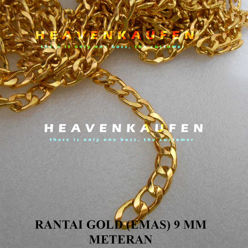 Rantai Gold Emas Meteran Lebar 9 mm Untuk Rantai Clutch Tas Dompet Dll