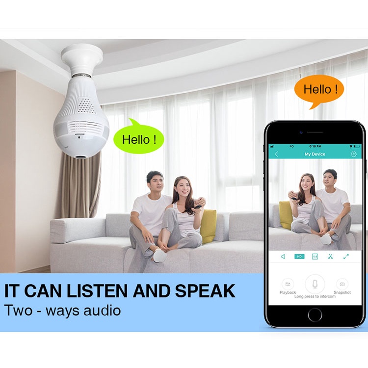 KAMERA CCTV LAMPU APP ICSEE IP WIRELESS PANORAMA FISHEYE 360 BULB BENTUK LAMPU