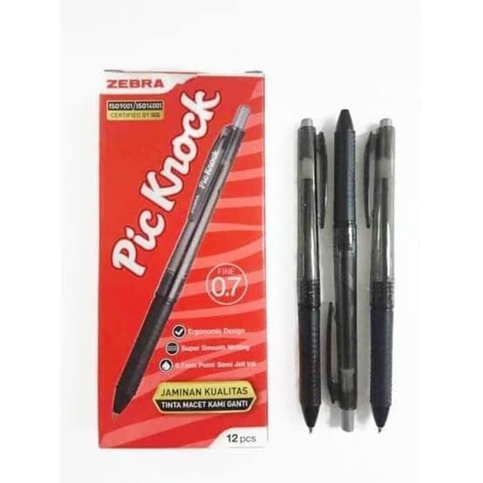 

Lucu Alat Tulis/ Ballpoint/ Pen Zebra Pic Knok 0.7 Hitam (Pack Isi 12 Buah) Murah