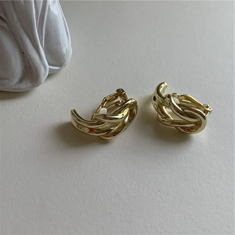 Anting Klip Tanpa Tindik Bahan Metal Untuk Wanita | Klip Telinga Gaya Perancis | Anting Bahan Stainless Steel | Aksesoris Wanita