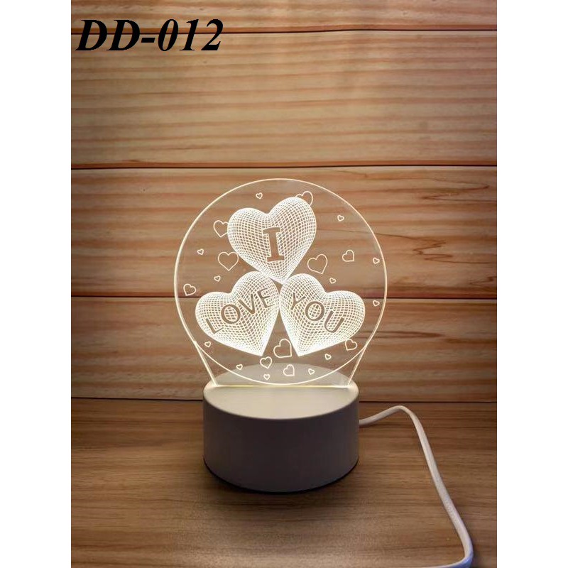 Lampu Tidur DD 012 Lampu Hias 3D Transparan Akrilik 3 Warna Tema Kartun DD 012