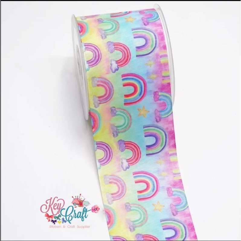 

Pita Grossgrain 3,8cm motif Rainbow/pelangi