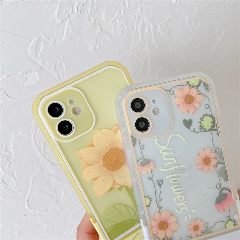 Casing Silikon iPhone 13 12 11 Pro Max X Xr Xs Max 8 7 Plus Motif Bunga Daisy Shockproof