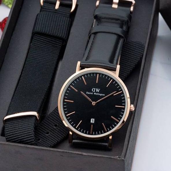 TIM.585061– Jam Tangan Pria WD Free Tali Kanvas Tanggal On + Box Ori