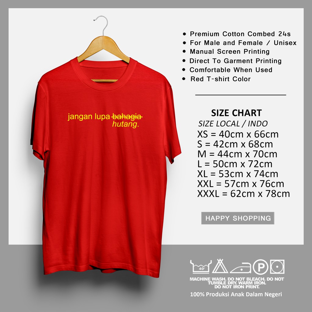 Kaos Kata Jangan Lupa Hutang Merah Fk01 Xs Xxl Baju Kata Kata