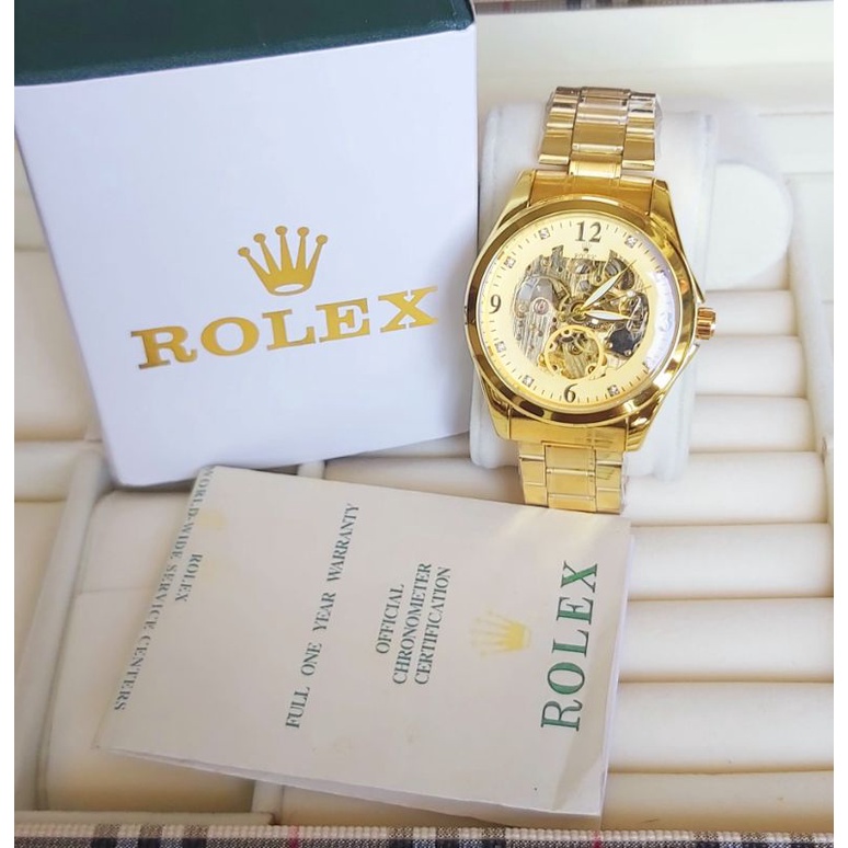 (PROMOO) Rolex Automatic Rantai Gold Include Box Original+kartu manual