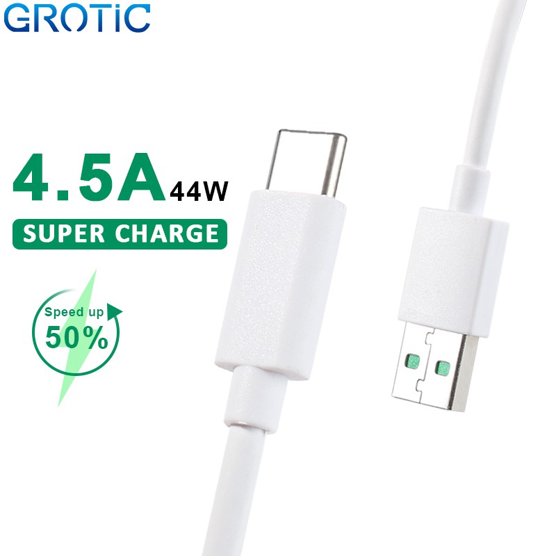 

GROTIC Kabel Data USB Type-C Super Fast Charging 4.5A 44W Panjang 1M untuk OPPO Xiaomi Huawei Phone