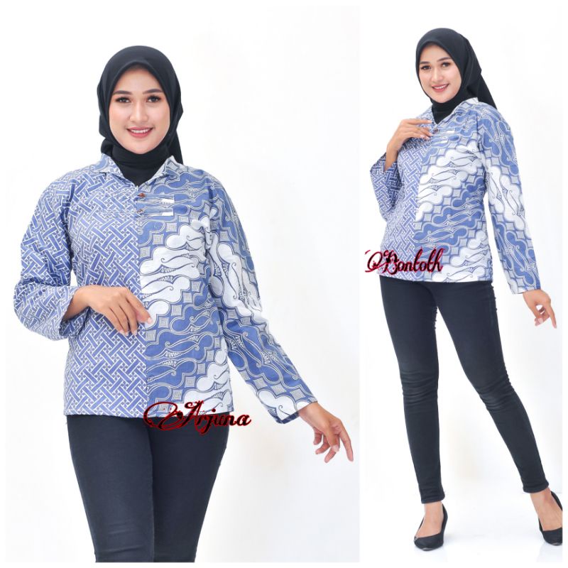 tey-17 Batik wanita ASJ SA HRB026 Kenongo Kemeja Tosca Pendek | Seragam Batik Pria Wanita Terlaris |