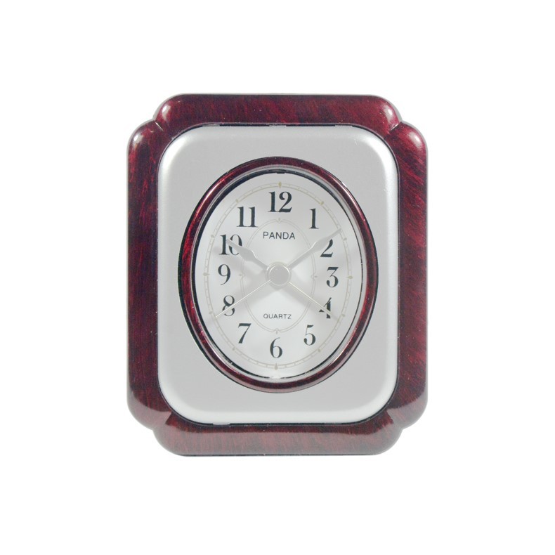 Jam Meja Alarm Clock Warna Coklat Silver Free Baterai 2606