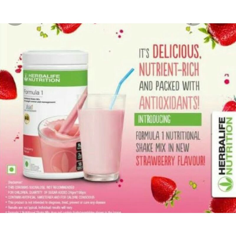 Nutrional shake mix herbalife strowbery/Susu diet/ rendah kalori Full Barcode/Ori