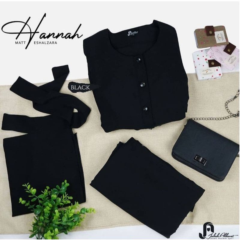 Preloved Gamis Syar'i Brand Jubah Akhwat / PL Gamis Hitam Jetblack set Khimar cadar second