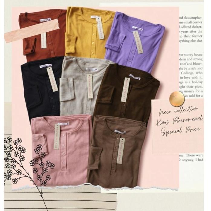 UKURAN BIG SIZE NEVADA kaos PHENOMENAL  wanita Atasan lengan panjang Blus lengan panjang Branded Mat