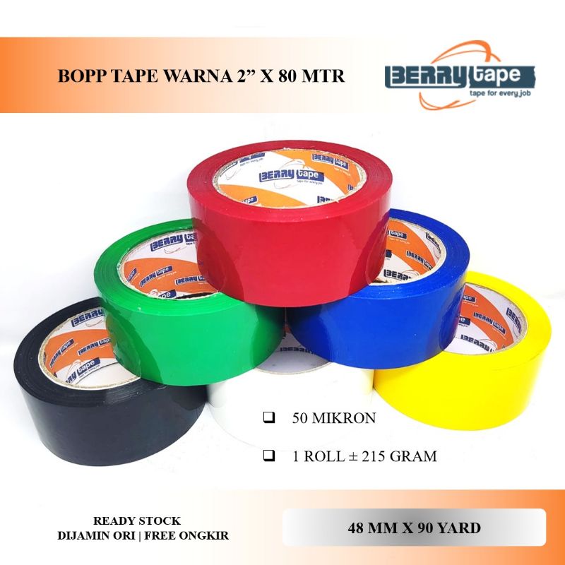

90 Yard x 48mm Isolasi Lakban Berry Strong Quality Adhesive Tape Warna
