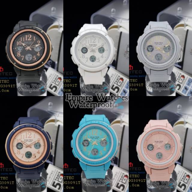Jam Tangan Wanita Digitec DG3091T 3091 Cewek Analog Digital Strap Rubber Dualtime Original Waterproo