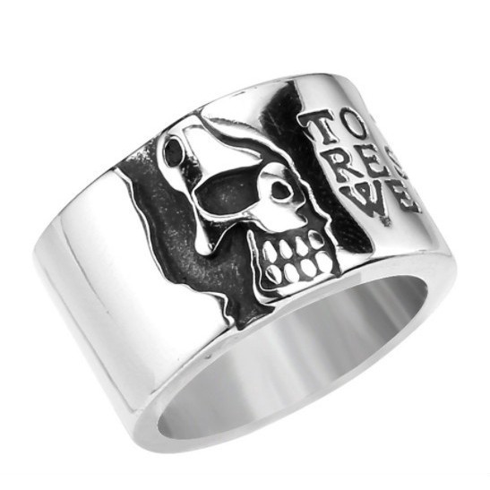 SEUSUK  Cincin Fashion Pria Model Punk Motif Tengkorak Carvin