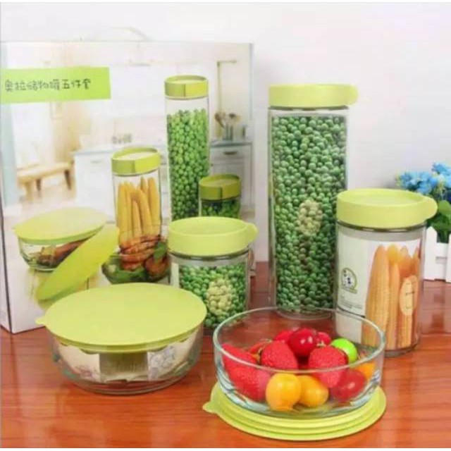 Marine Bowl Set 5 in 1 - Toples Mangkuk Kaca - Toples Set Kaca