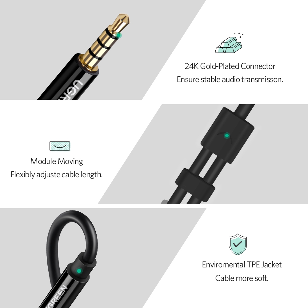 【Stok Produk di Indonesia】Ugreen Kabel Adapter Splitter Jack Audio 3.5mm Male Ke Female Untuk PS4 / Xbox