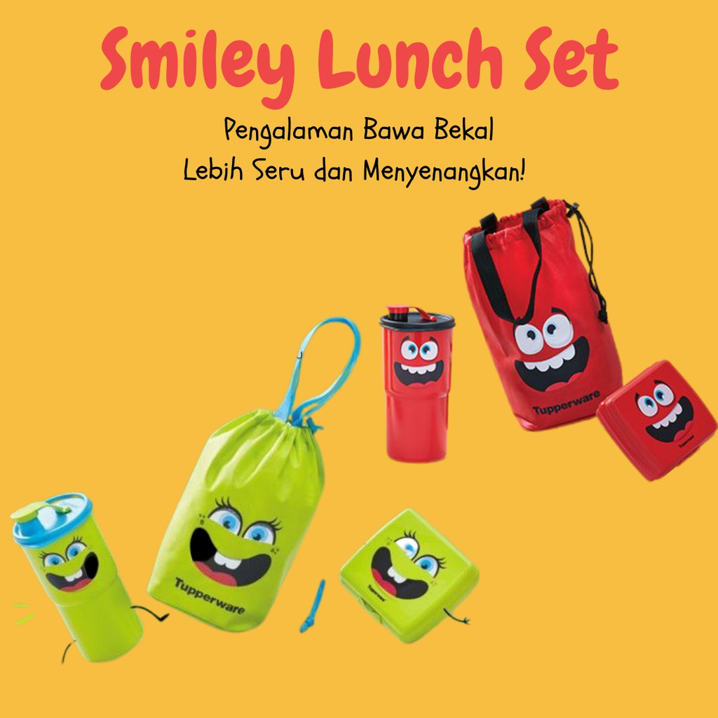 Smiley Lunch Set / Bekal Makan Tupperware Original Termurah