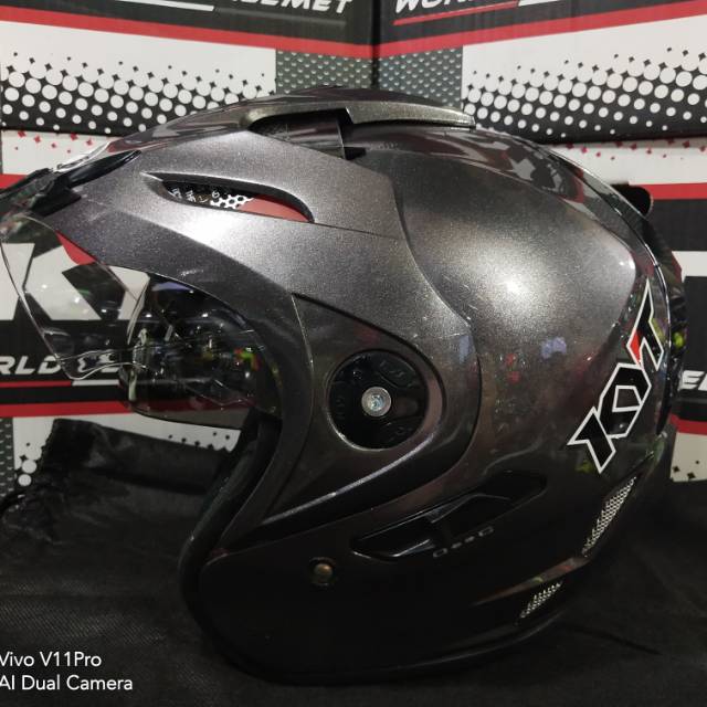 HELM KYT VENOM RR SOLID GUNMETAL / KYT VENOM RR POLOS ABU ABU