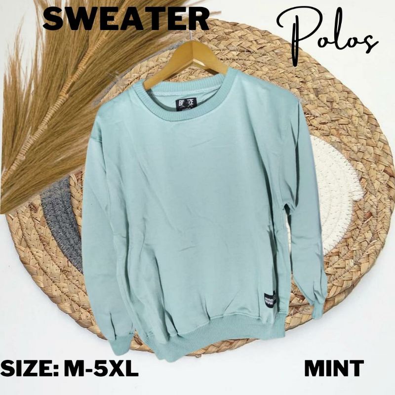 sweater basis polos crewneck size M, L, XL, XXL pria/wanita