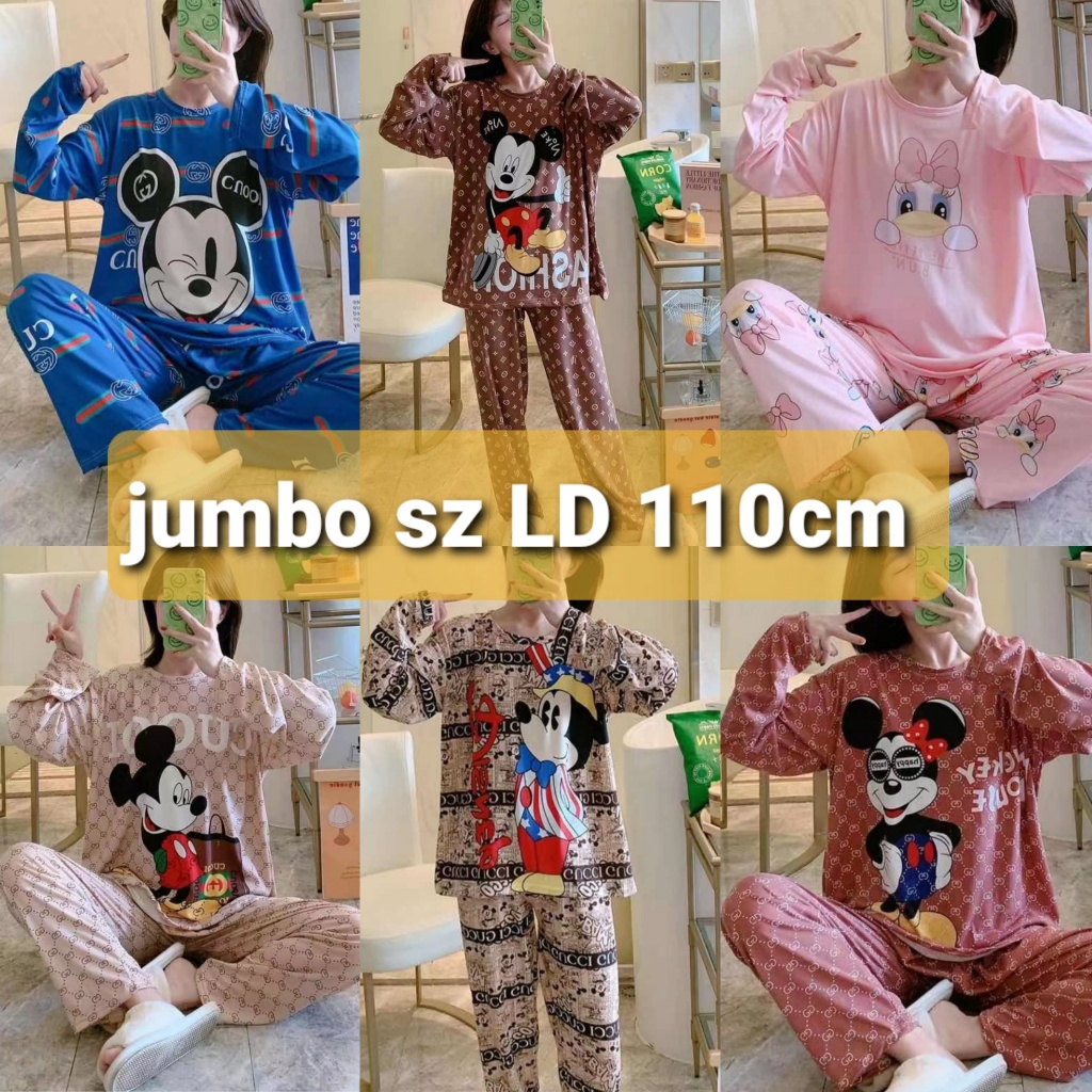 SETELAN BAJU TIDUR PIYAMA IMPORT WANITA KOREA LENGAN PANJANG CELANA PANJANG