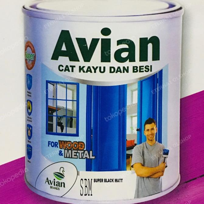 Avian SBM Super Black Matt 1kg Cat besi dan kayu Hitam Doff