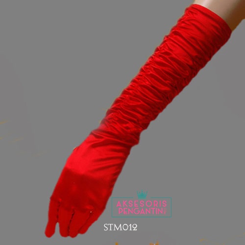 [LIMITED] SARUNG TANGAN PENGANTIN SATIN AKSESORIS PESTA WEDDING GLOVES MERAH STM012