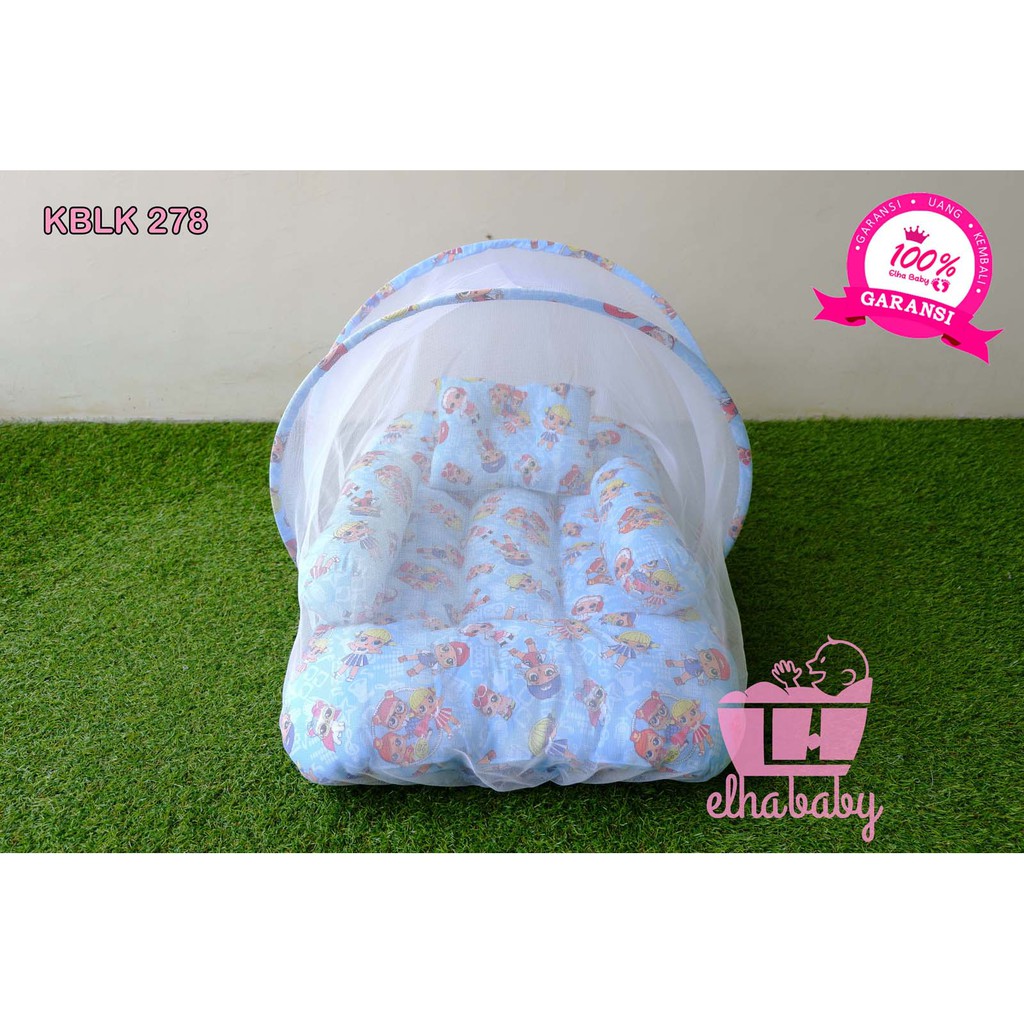 Kasur Bayi Lipat Set Terbaru Kelambu Bantal Guling | Tempat Tidur Anak Baru Lahir Motif Lucu Murah