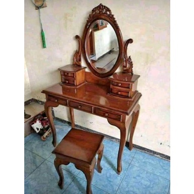 SET Meja Rias Kartini Kayu Jati Asli Ukir Jepara Meja Dan Kursi Kecil